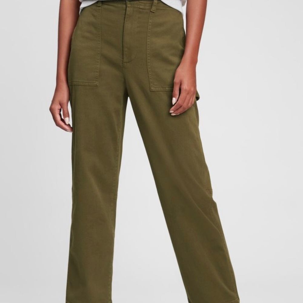 GAP Women’s Army jacket Green High Rise Carpenter Straight Leg Pants size 6 reg
